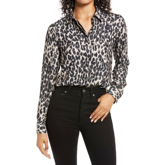 Halogen Nwt Petite Xs Taupe Leopard 